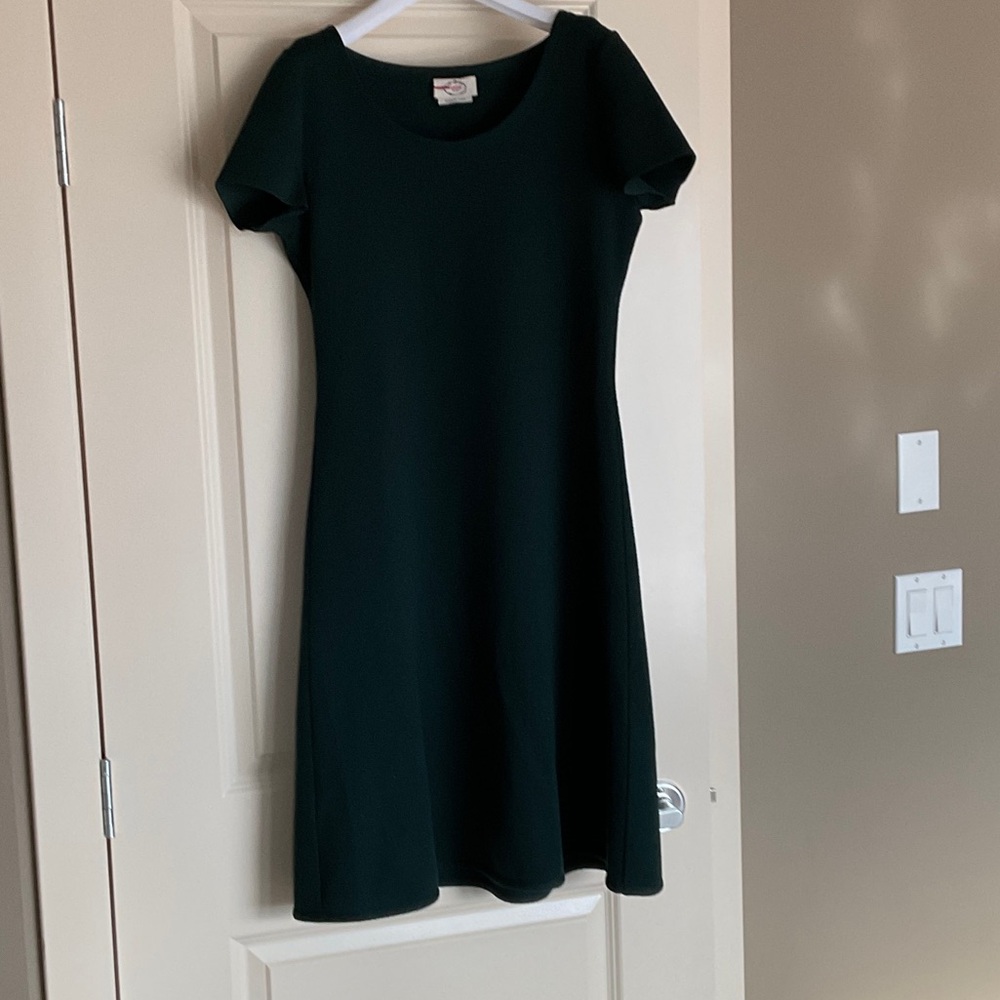 Prada Dark Green Short Sleeve A-Line Dress